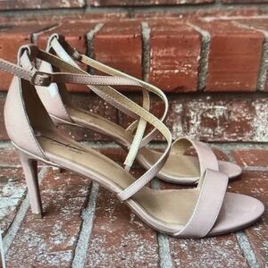 Darria Nude Faux Patent Leather Strappy Stiletto Sandals